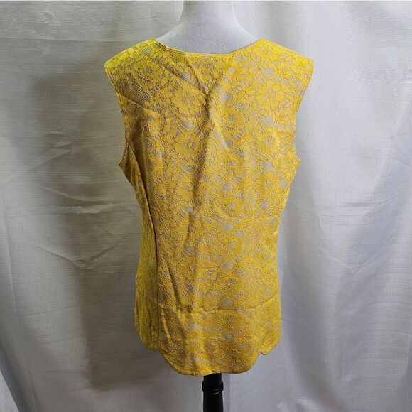 Simonton Says By George Simonton Yellow Lace Sleeveless Top Size Medium - Picture 9 of 9